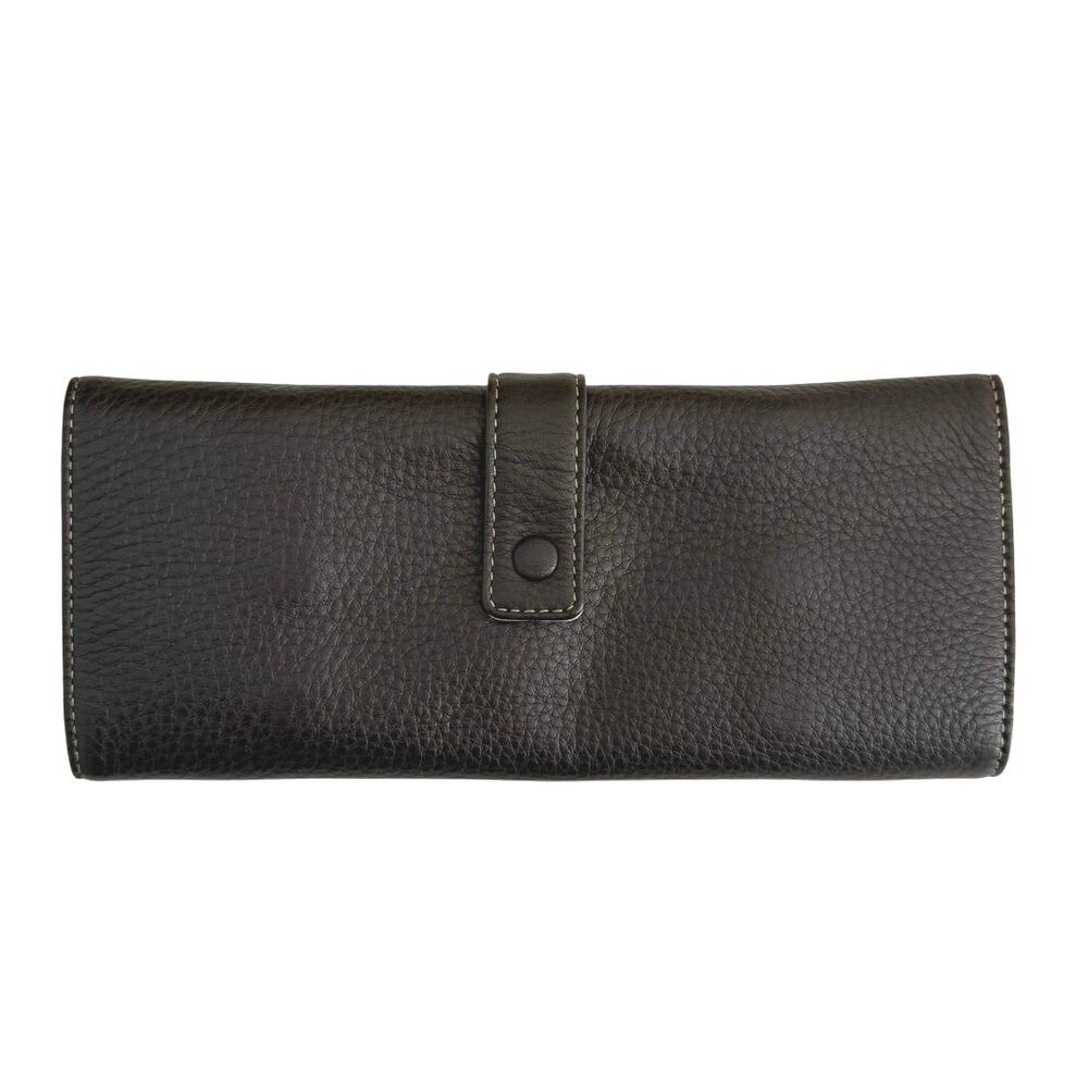 Levenger Brown leather snap fold up jewelry case